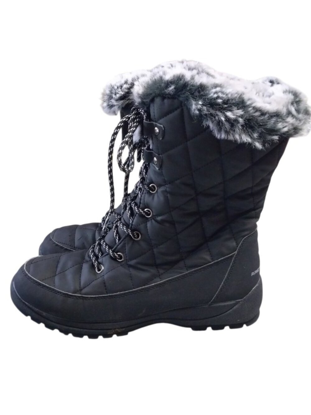 Arctic Shield Women's Size 9 Black Quilted Waterproof Winter Boots Faux Fur Cuff